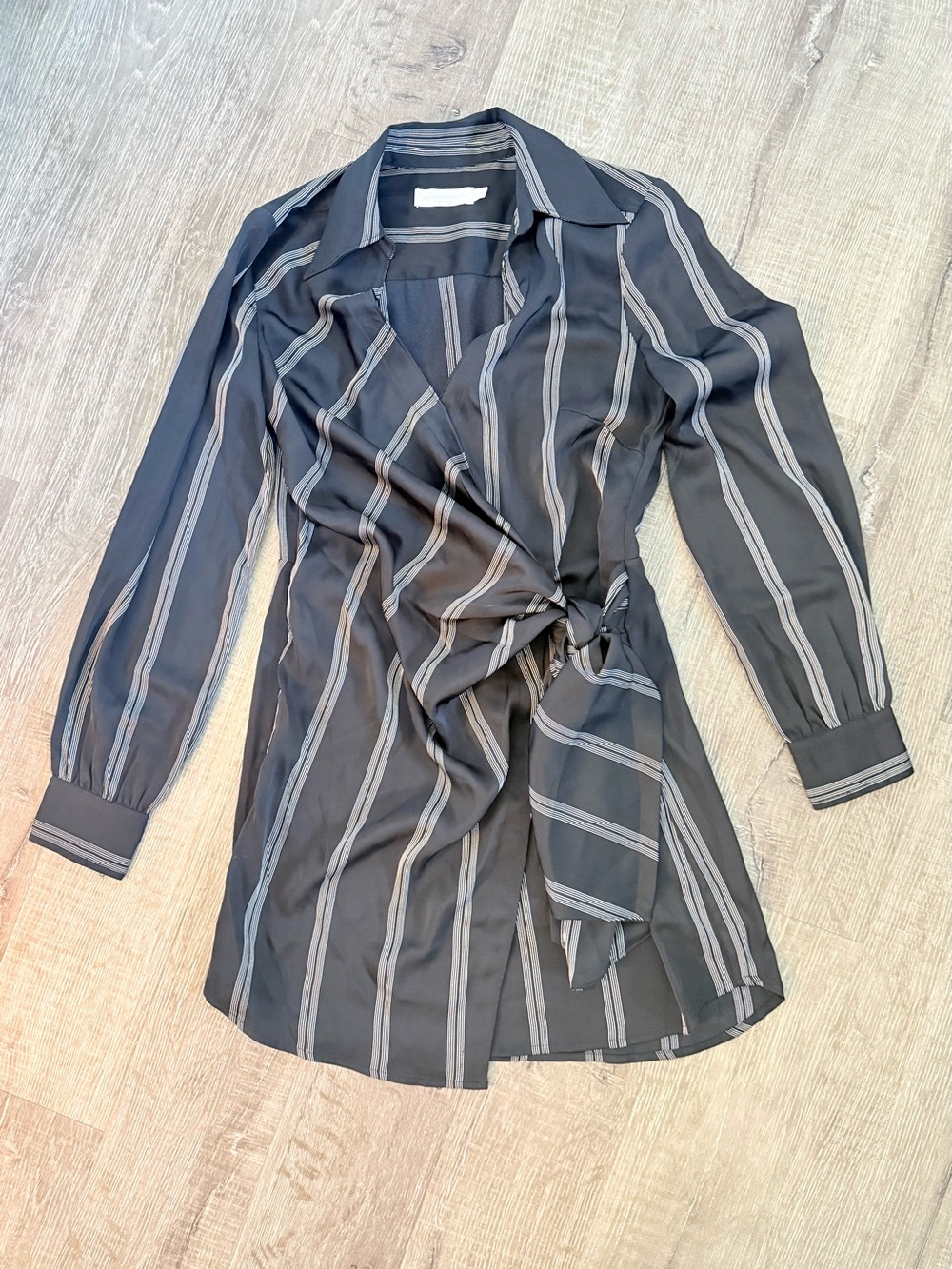 Jonathan Simkhai Bondi Pajama Stripe Waist-Tie Mini Dress Size S